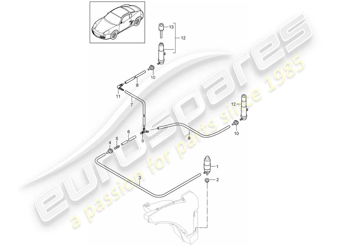 porsche 2012 (987 cayman) schema delle parti del sistema rondella