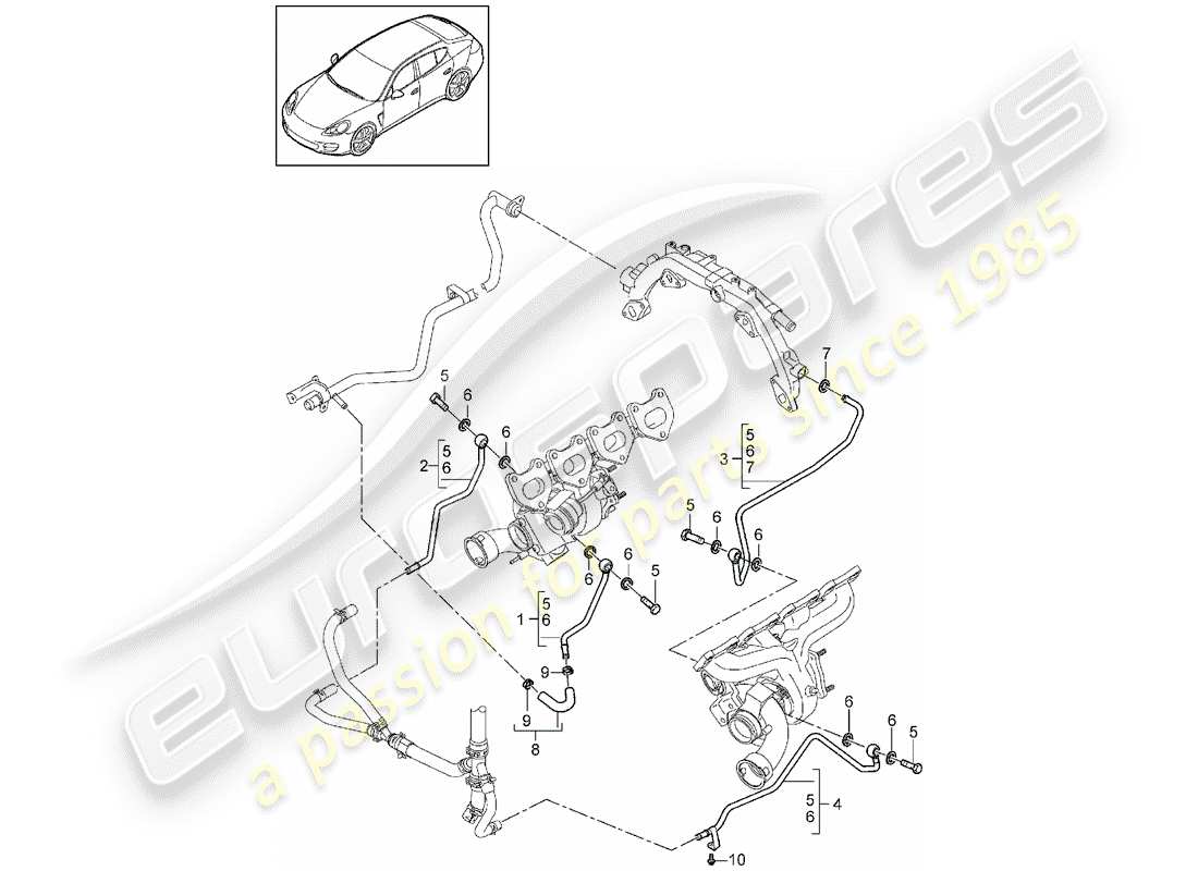 porsche 2011 (panamera 970) diagramma delle parti del tubo dell'acqua