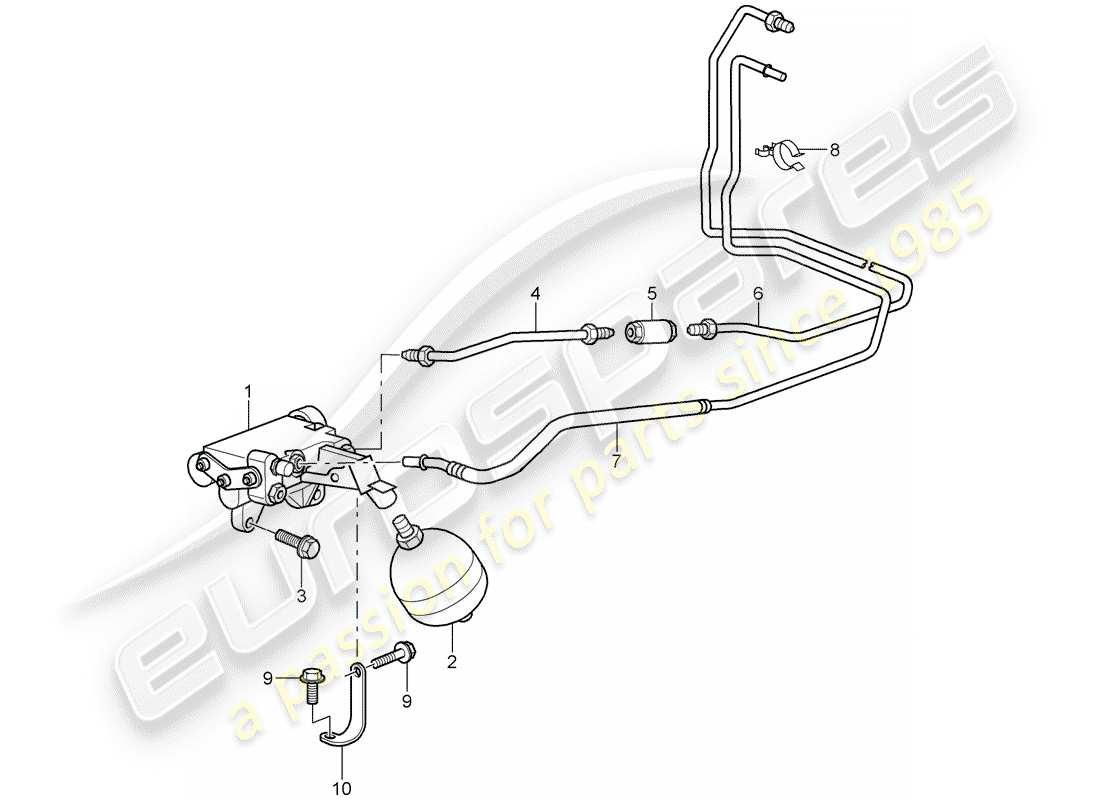 porsche 2003 (996 turbo / gt2) frizione idraulica - funzionamento - tubo frizione idraulica - unità di pressione - cilindro secondario della frizione diagramma delle parti
