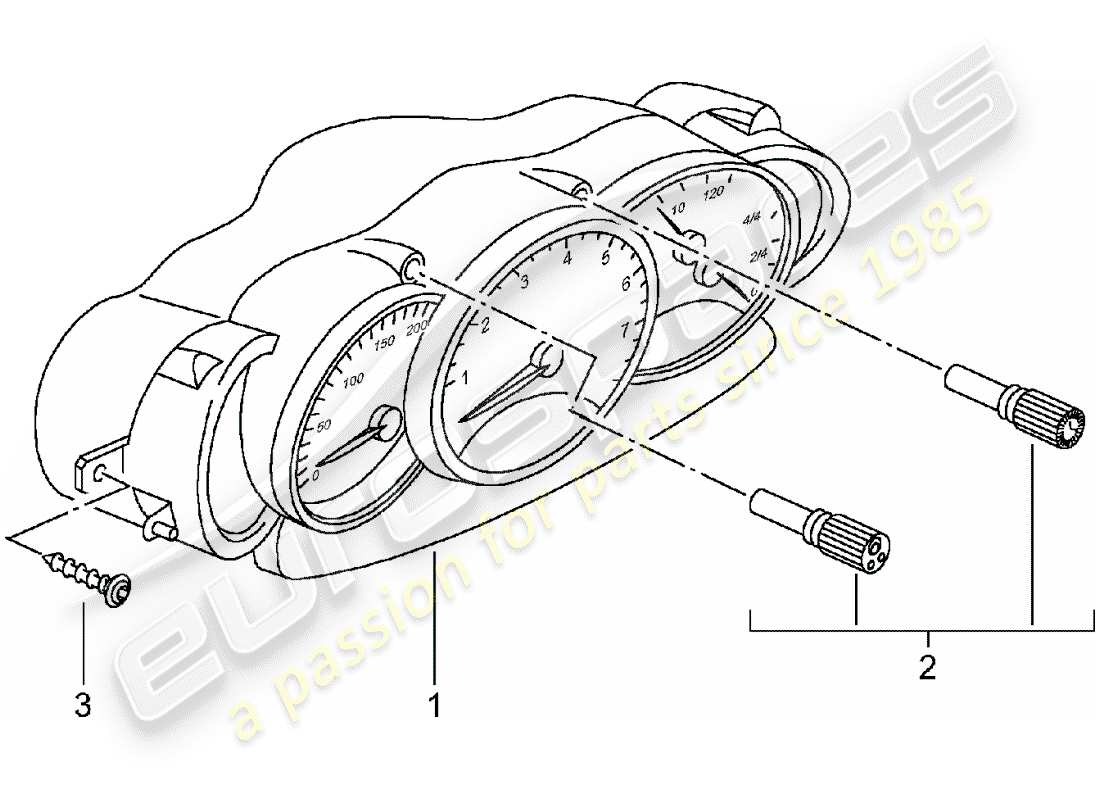 porsche 2001 (986 boxster) quadro strumenti - completo - d - mj 2001>> schema delle parti