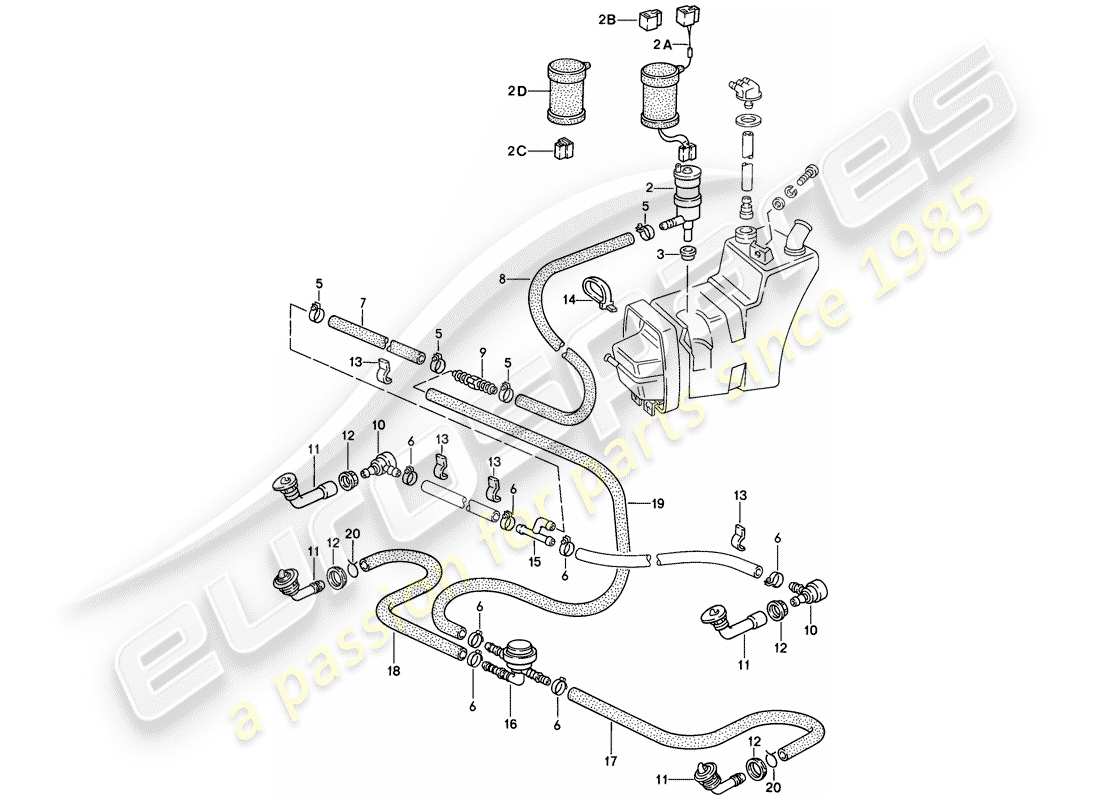 porsche 1985 (911) impianto rondella diagramma delle parti