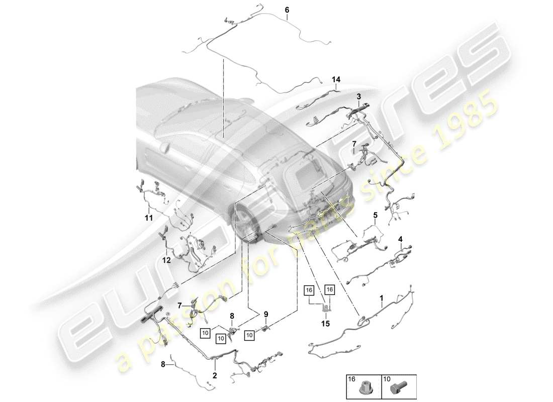 porsche 2020 (panamera 971-1) cablaggi diagramma delle parti