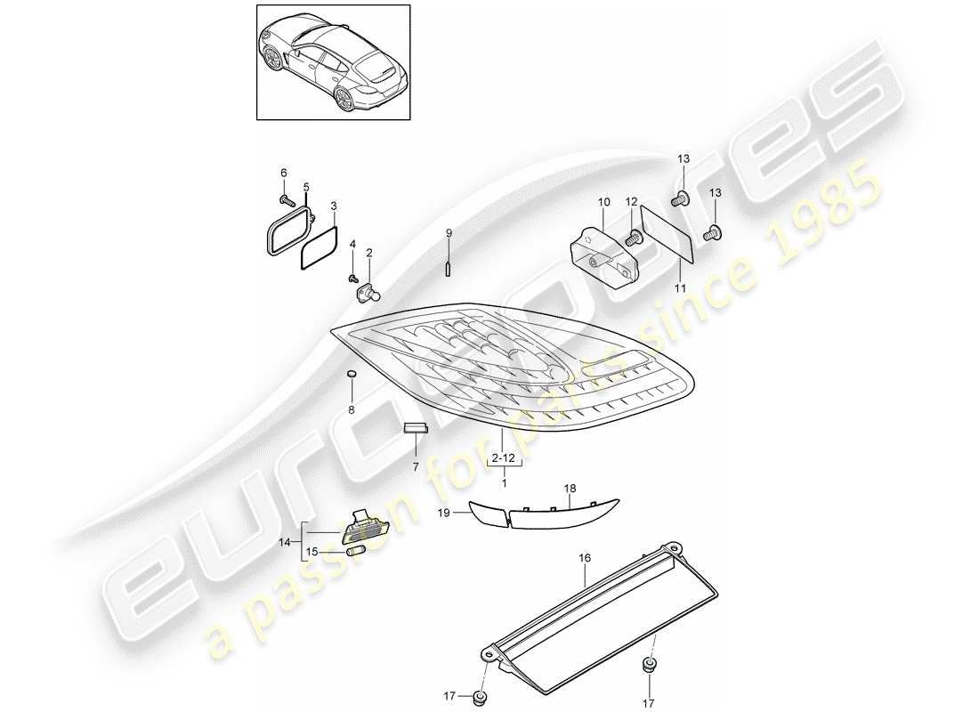 porsche 2013 (panamera 970) schema delle parti luce posteriore