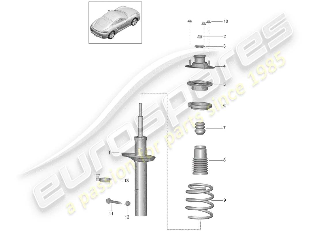 porsche 2018 (718 cayman) ammortizzatore diagramma delle parti