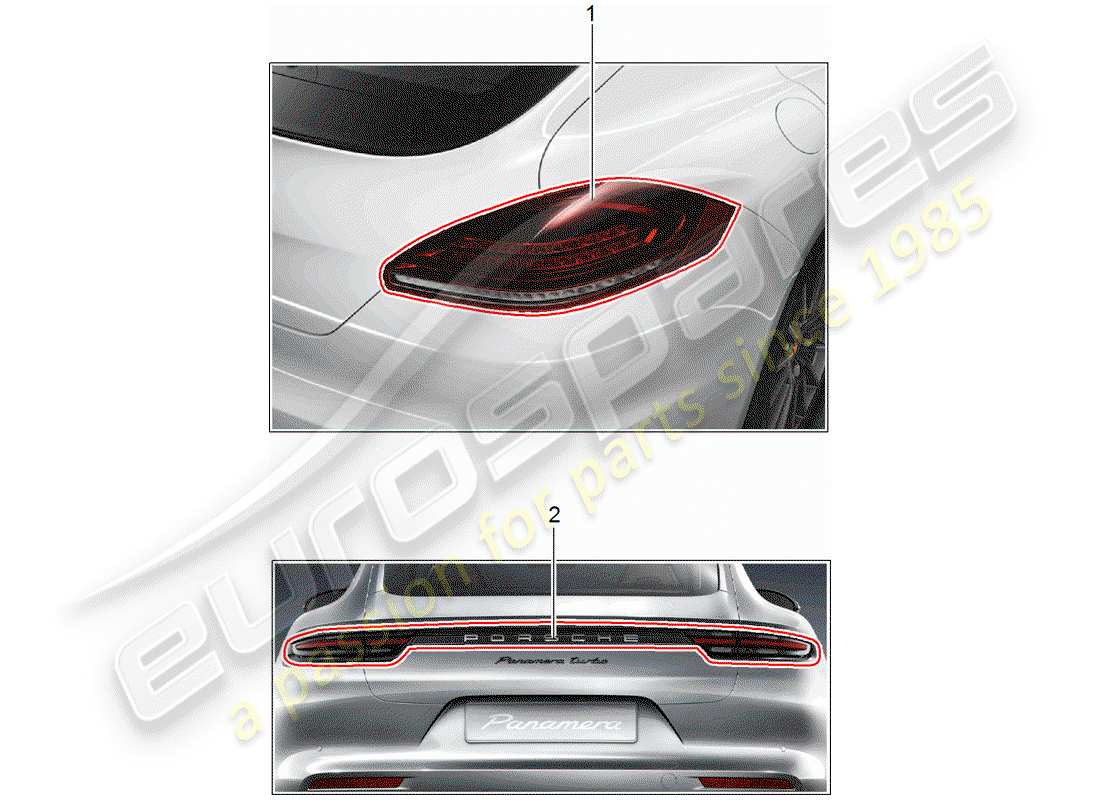 porsche 2013 (tequipment panamera) schema delle parti luce posteriore