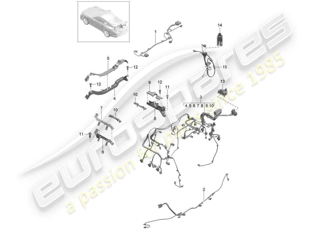 porsche 2016 (991-1 r/gt3/rs) cablaggi diagramma delle parti