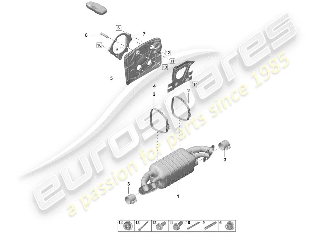 porsche 2020 (992-1) silenziatore diagramma delle parti