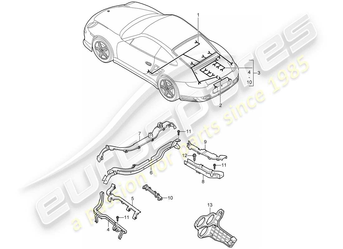 porsche 2013 (997-2 turbo / gt2 rs) cablaggi elettrici schema delle parti