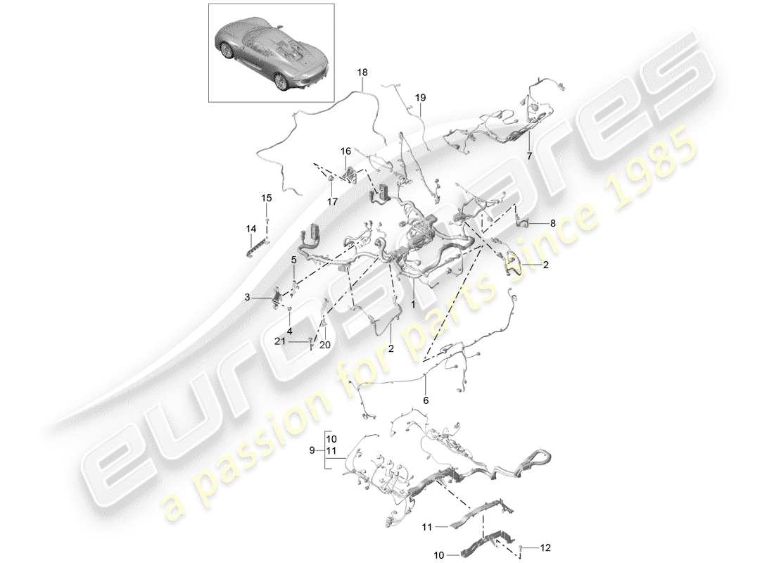 porsche 2015 (918 spyder) cablaggi diagramma delle parti