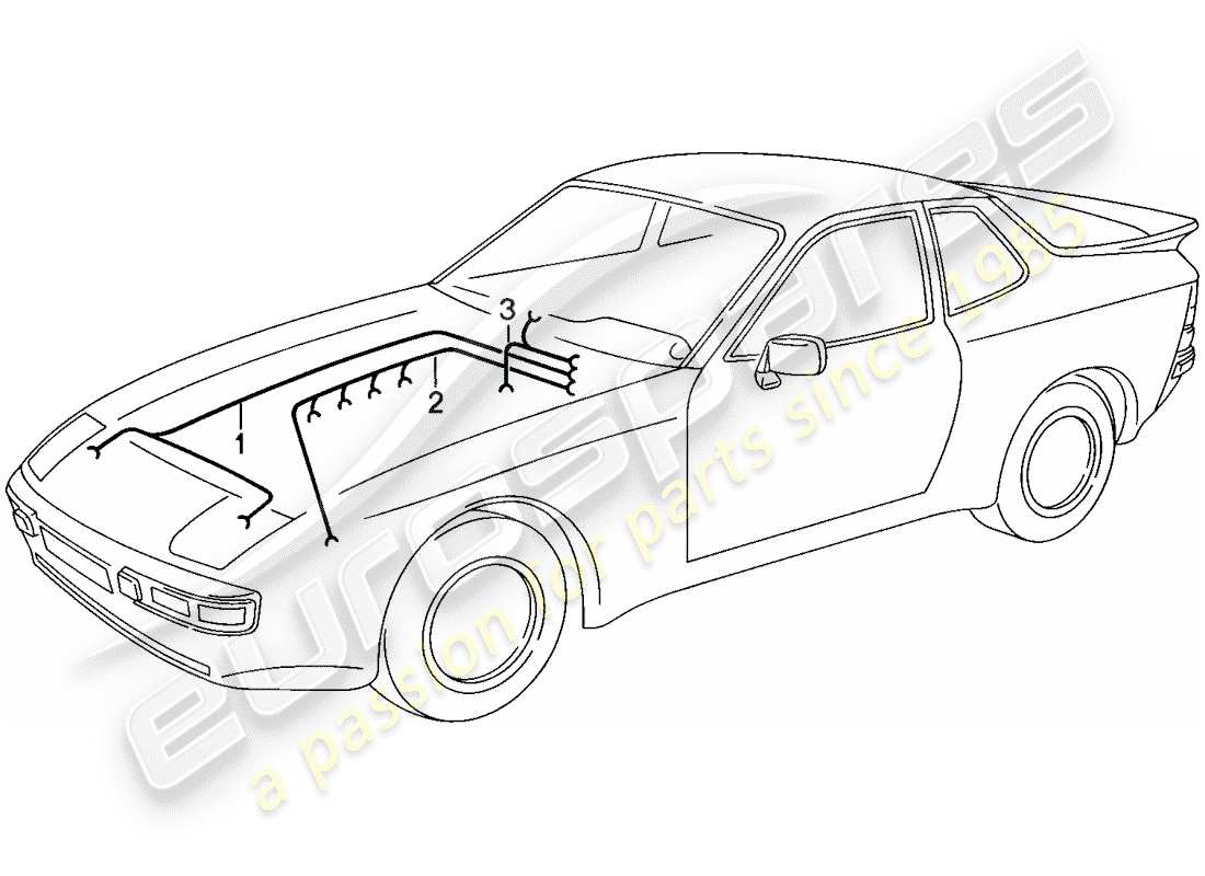 porsche 1986 (944) cablaggi elettrici - motore - riscaldatore - condizionatore d'aria schema delle parti