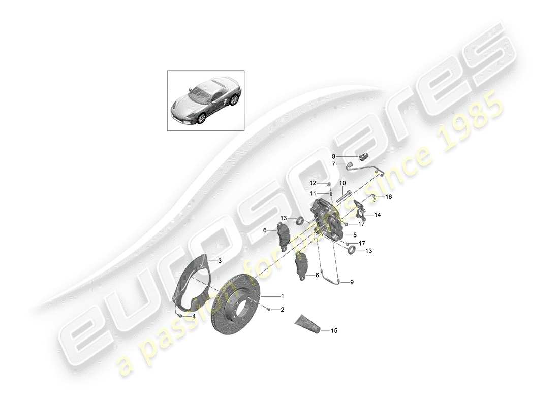 porsche 2017 (718 boxster) freni a disco diagramma delle parti