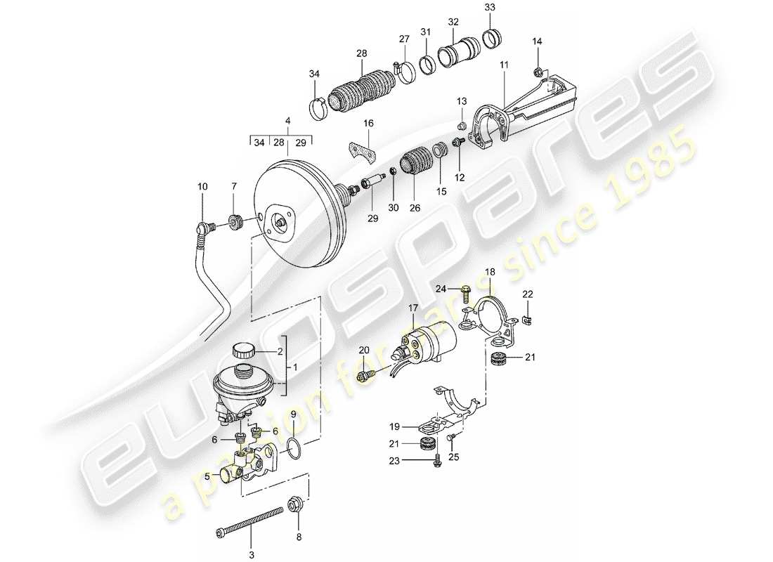 porsche 2005 (996) pompa freno - servizio freno - pompa frizione schema delle parti