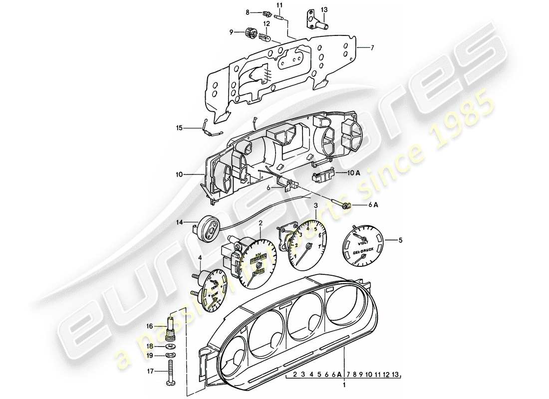 porsche 1980 (928) strumentazione diagramma delle parti