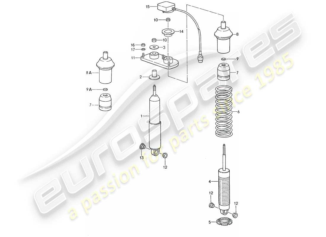 porsche 1988 (959) sospensioni - ammortizzatore di vibrazioni diagramma delle parti
