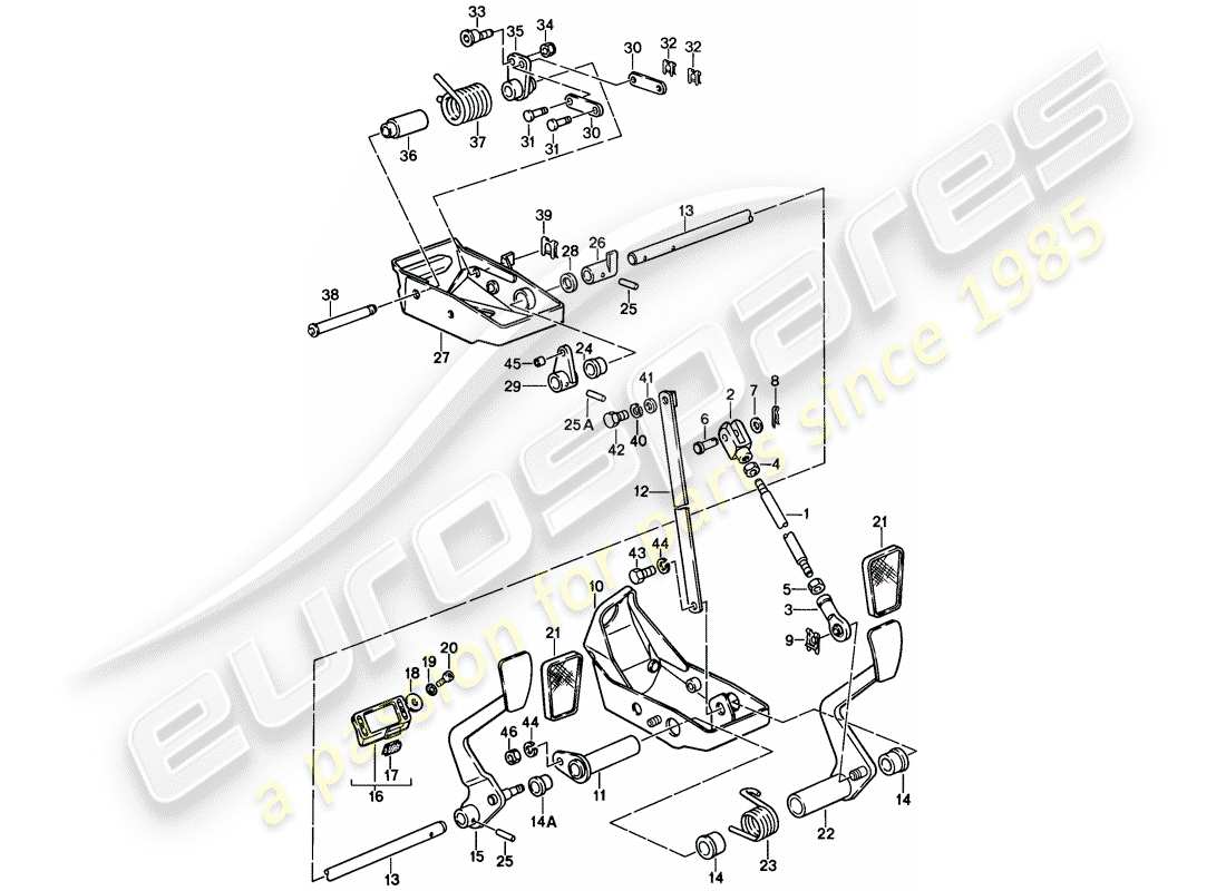 porsche 1987 (911) pedali diagramma delle parti