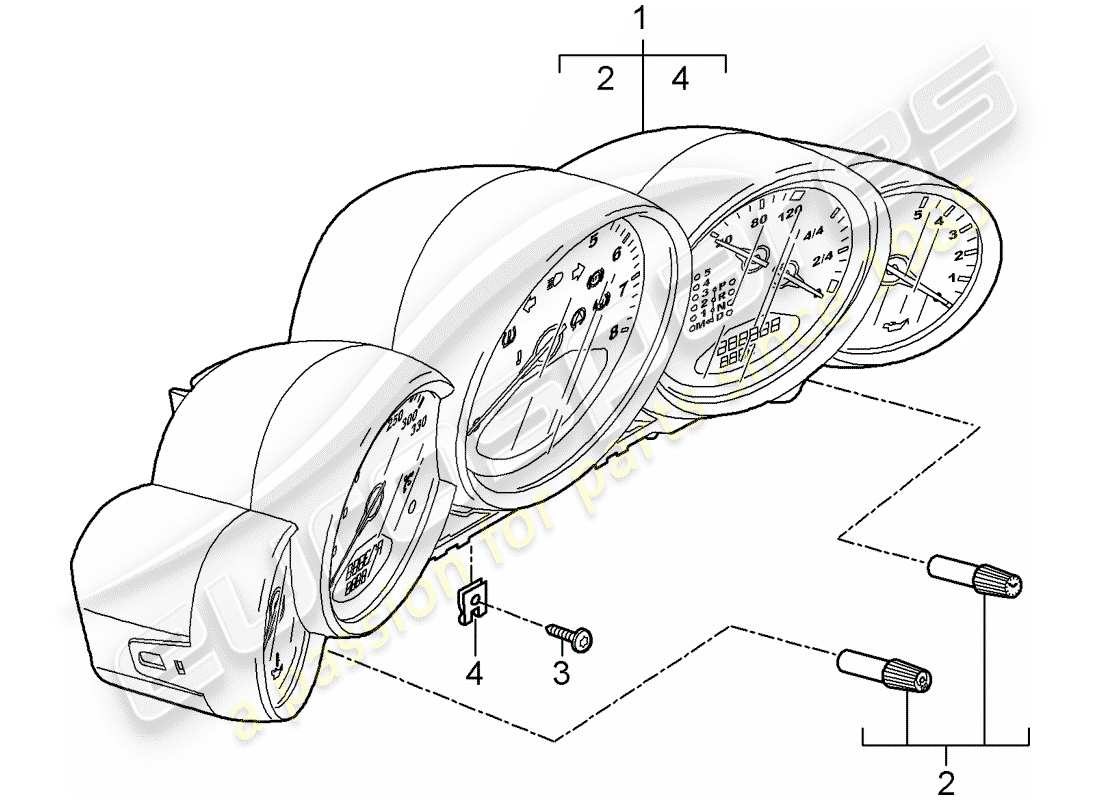 porsche 2013 (997-2 turbo / gt2 rs) diagramma delle parti degli strumenti