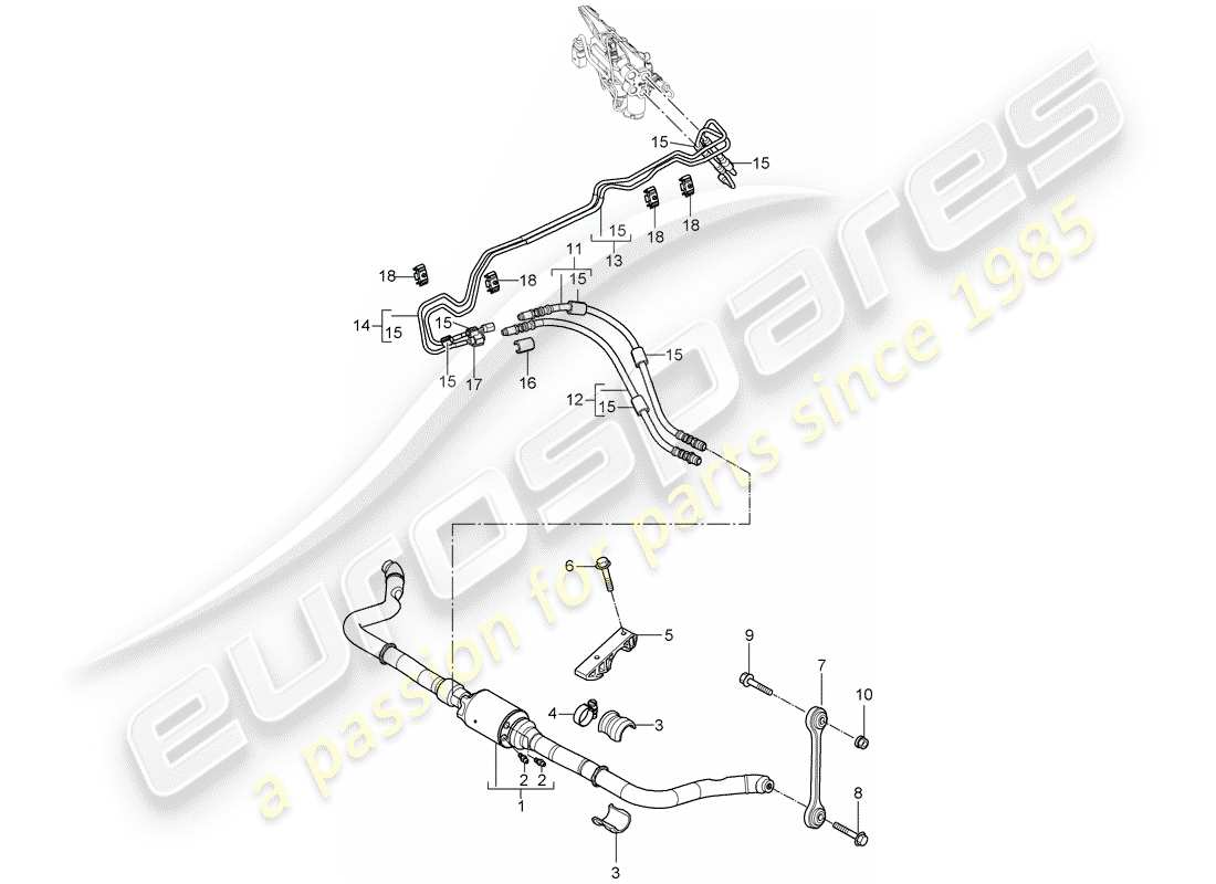 porsche 2010 (cayenne e1 9pa) stabilizzatore diagramma delle parti