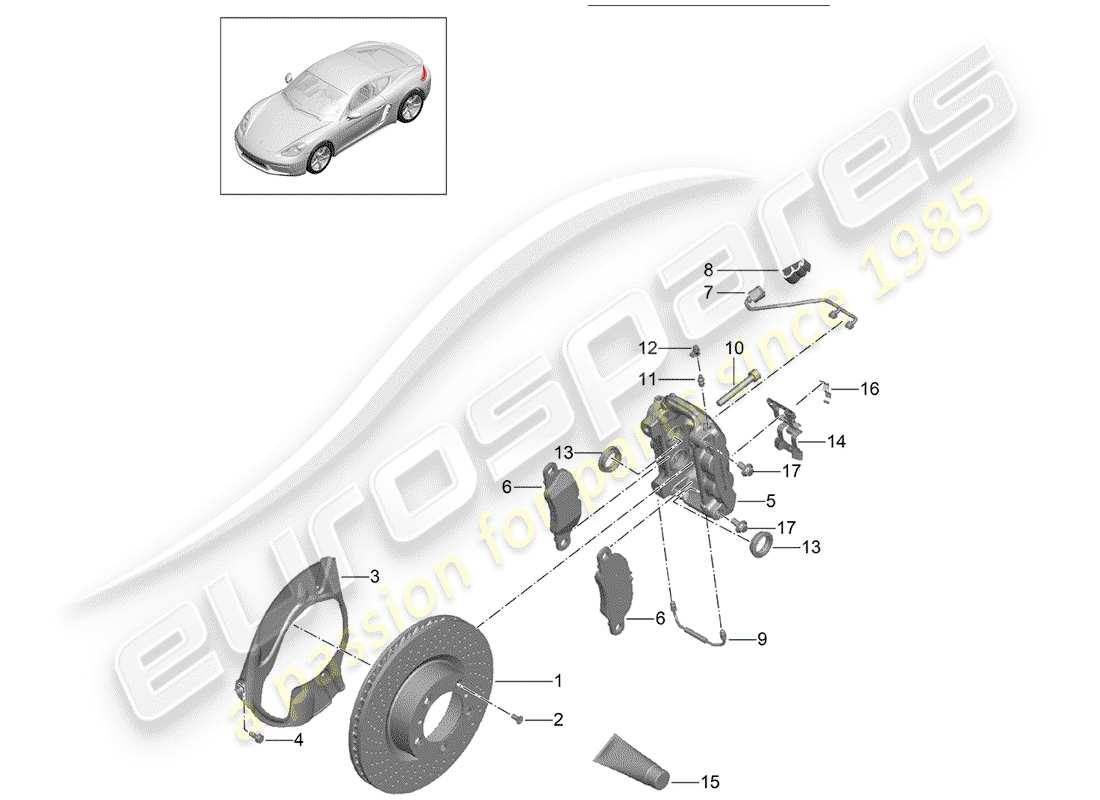 porsche 2017 (718 cayman) freni a disco diagramma delle parti