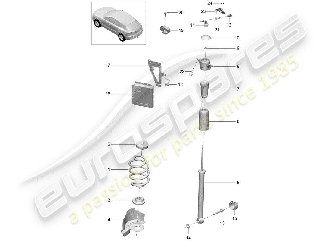 porsche 2018 (macan) sospensione a molla in acciaio schema delle parti