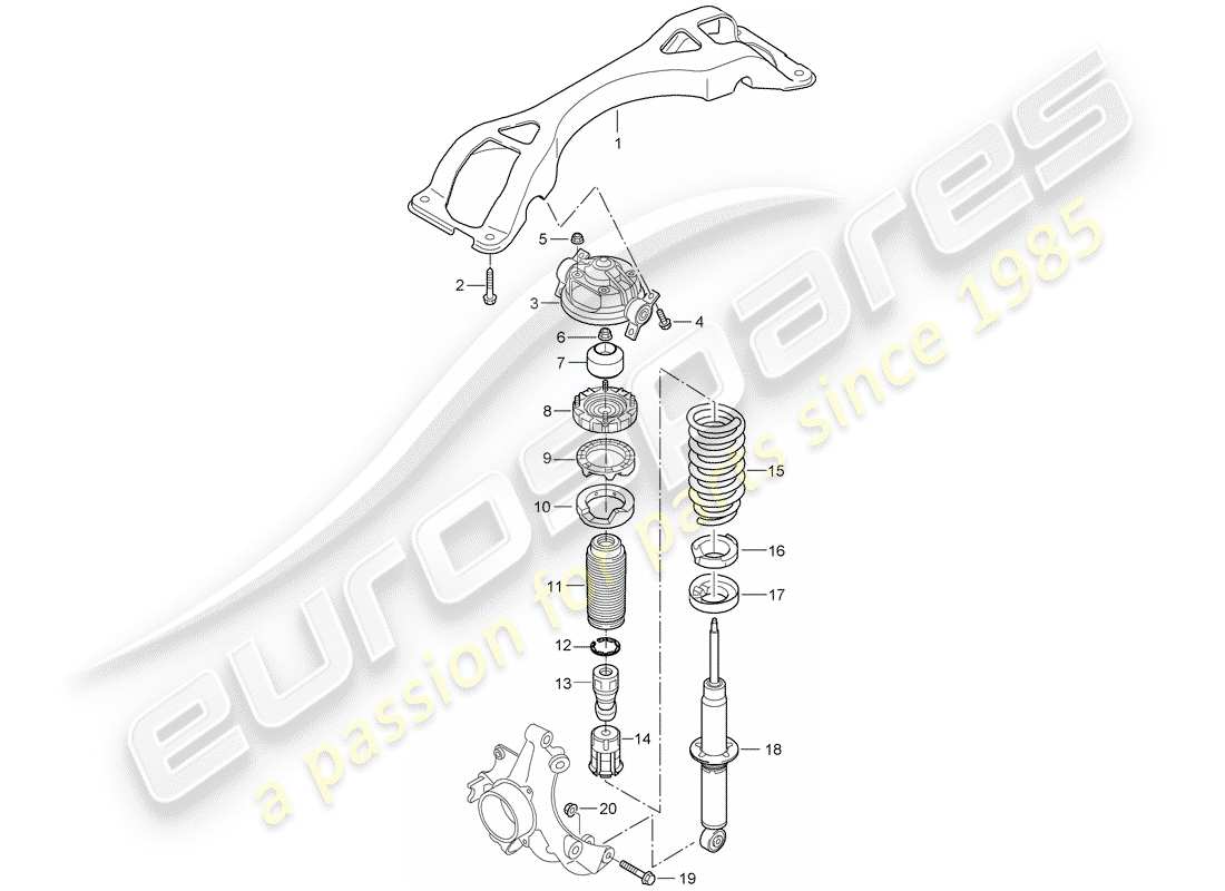 porsche 2010 (cayenne e1 9pa) sospensione diagramma delle parti