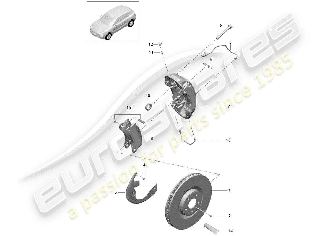 porsche 2017 (macan) freni a disco diagramma delle parti