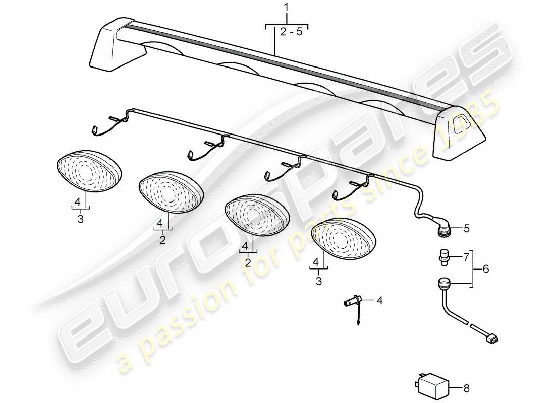 porsche 2007 (cayenne e1 9pa) faro aggiuntivo diagramma delle parti
