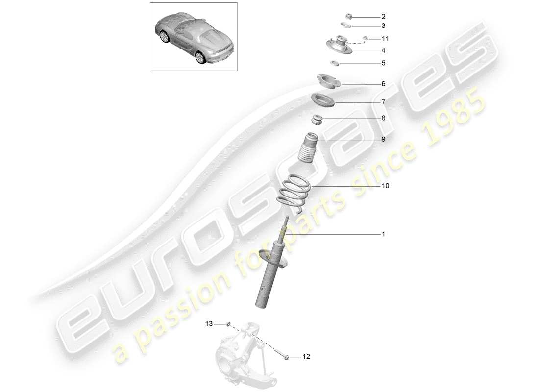 porsche 2016 (981 boxster spyder) schema delle parti ammortizzatore