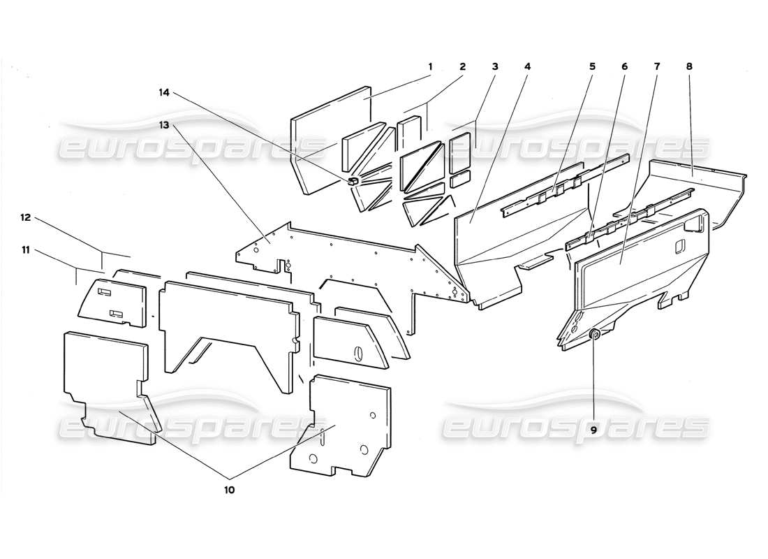 lamborghini diablo gt (1999) pannelli isolanti diagramma delle parti