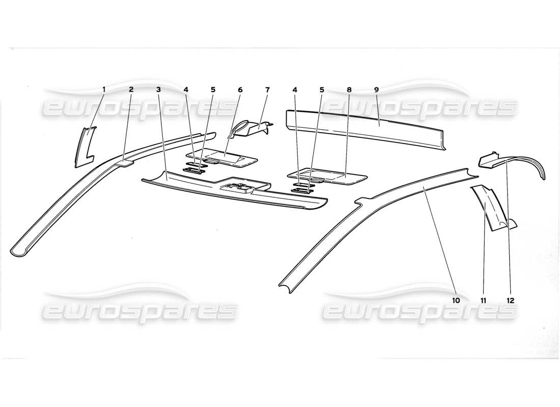 lamborghini diablo gt (1999) rivestimento dell'abitacolo diagramma delle parti
