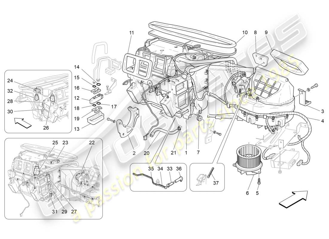 maserati granturismo (2010) unità a/c: dispositivi di cruscotto diagramma delle parti