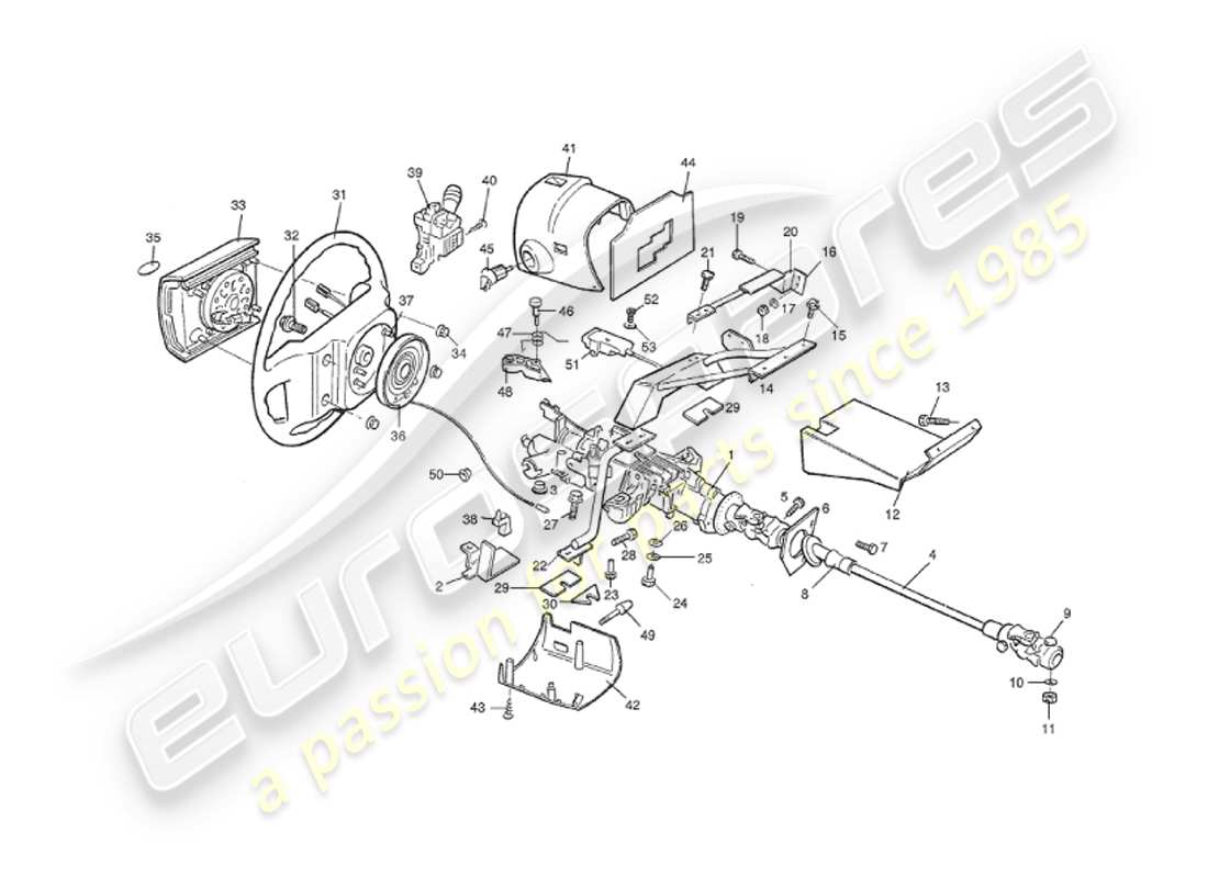 aston martin v8 virage (1999) piantone dello sterzo, 1993 nello schema delle parti