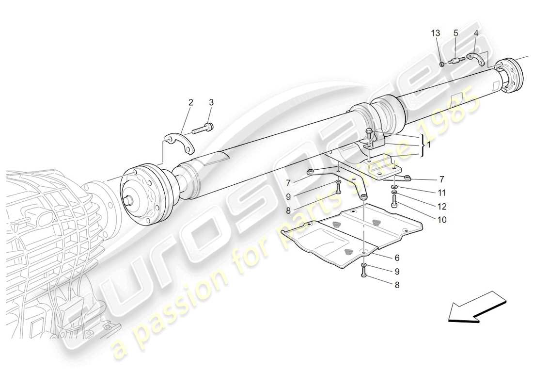 maserati granturismo (2009) schema delle parti dell'albero di trasmissione