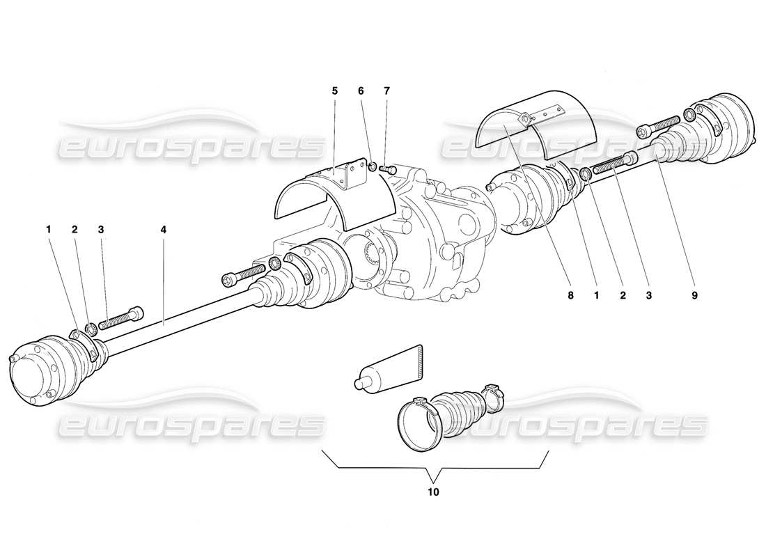 lamborghini diablo se30 (1995) diagramma delle parti degli alberi di trasmissione