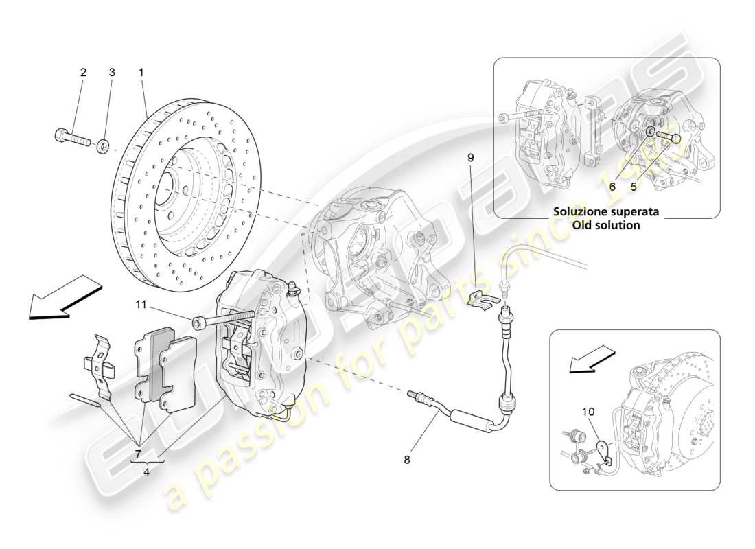 maserati granturismo (2013) dispositivi di frenatura sulle ruote posteriori diagramma delle parti