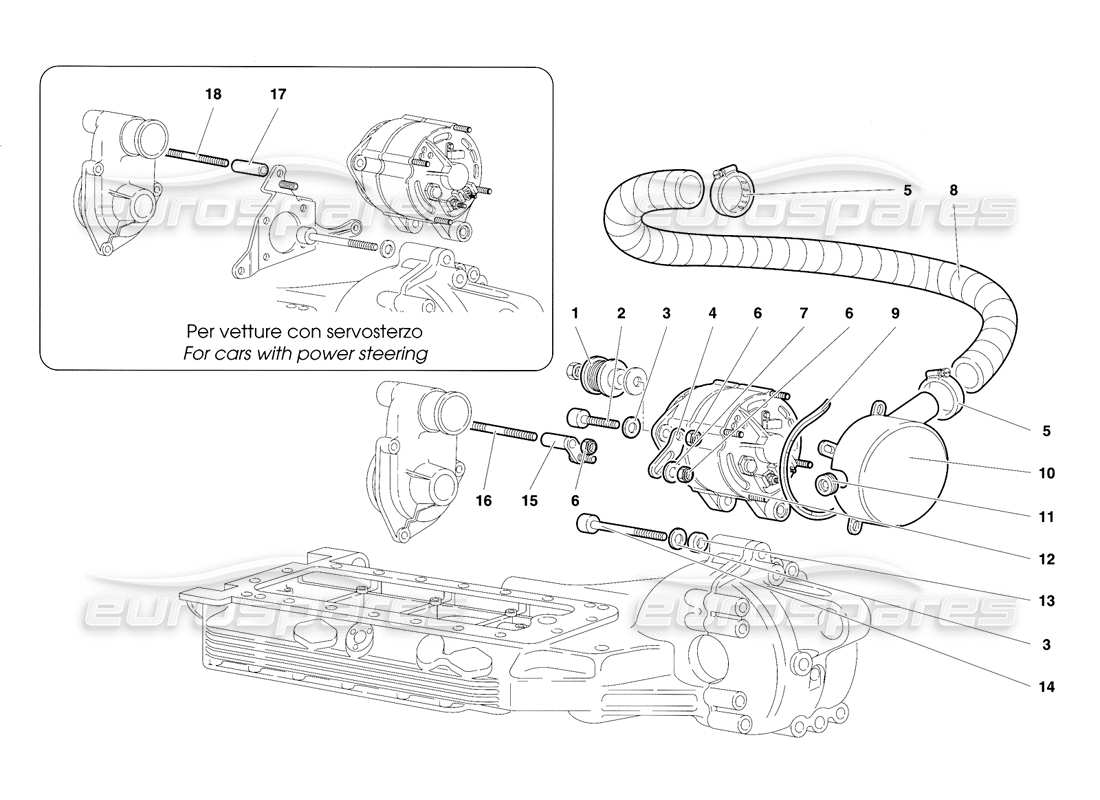 lamborghini diablo se30 (1995) schema delle parti dell'alternatore