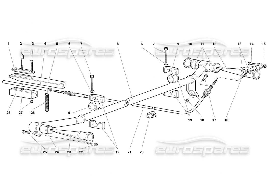 lamborghini diablo se30 (1995) schema delle parti della barra antirollio posteriore regolabile