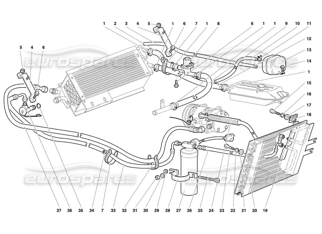 lamborghini diablo se30 (1995) diagramma delle parti del controllo del clima