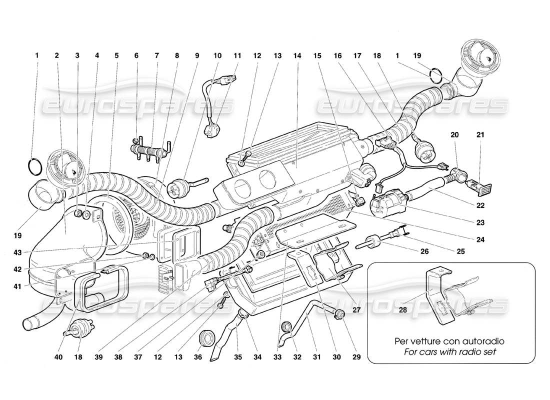 lamborghini diablo se30 (1995) diagramma delle parti del controllo del clima