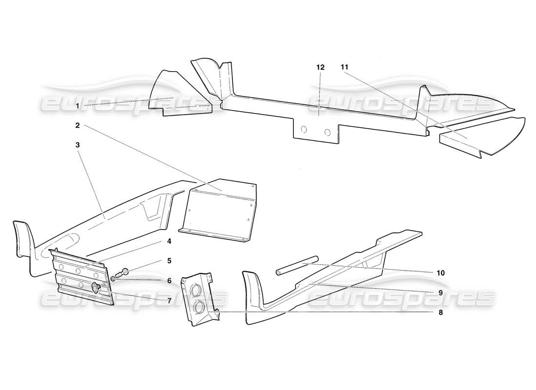 lamborghini diablo sv (1998) diagramma delle parti delle finiture dell'abitacolo