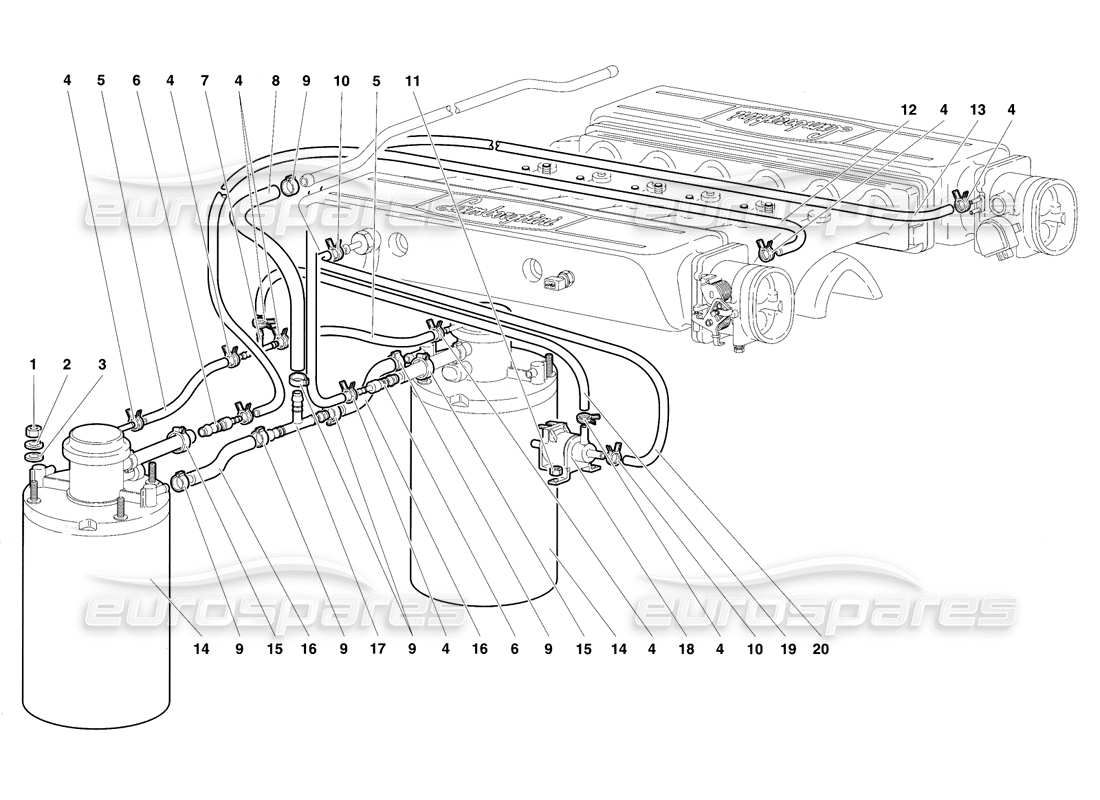 lamborghini diablo se30 (1995) schema delle parti del sistema di alimentazione