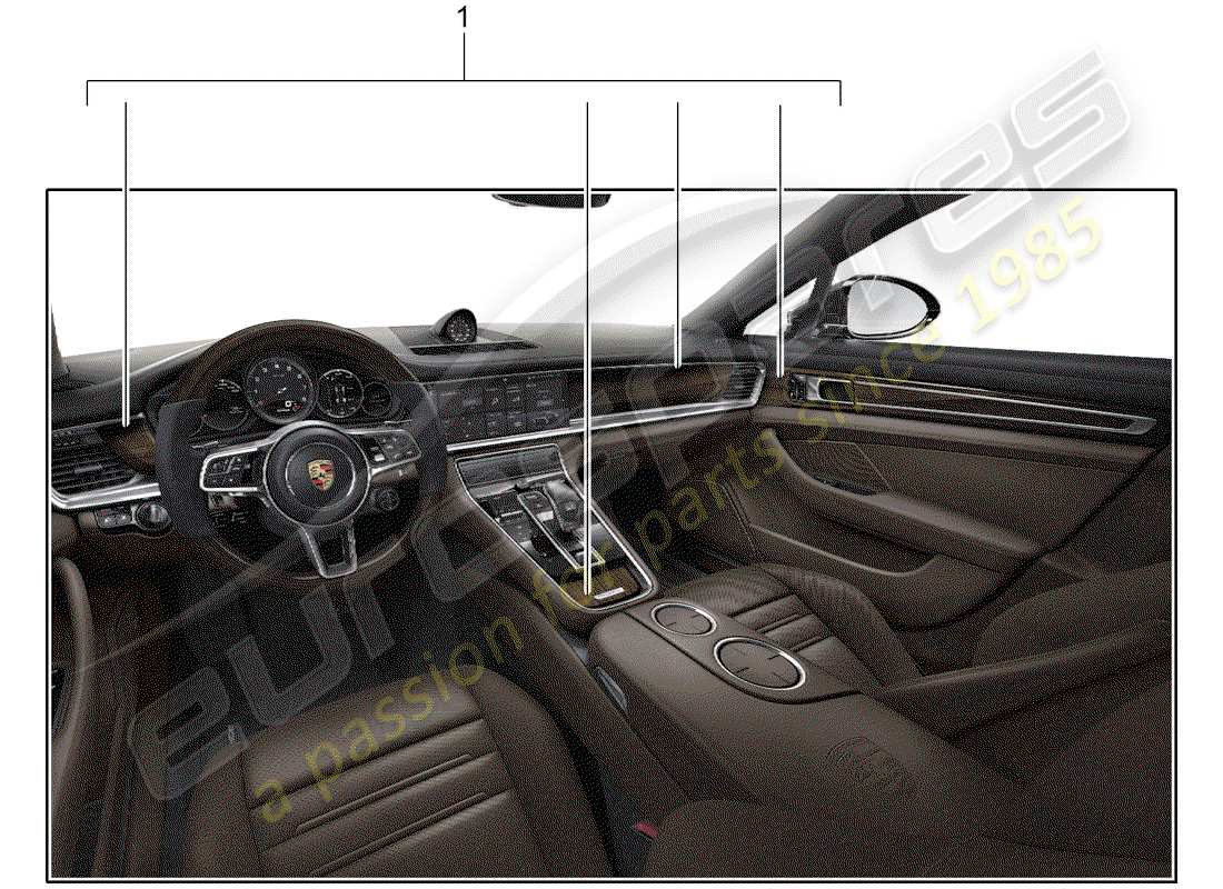 un diagramma delle parti dal catalogo delle parti porsche 2016 (tequipment panamera)