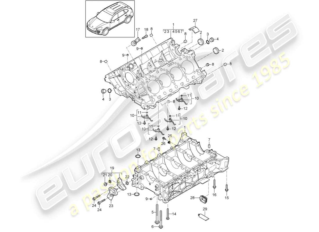 un diagramma delle parti dal catalogo delle parti porsche 2012 (cayenne e2 92a)