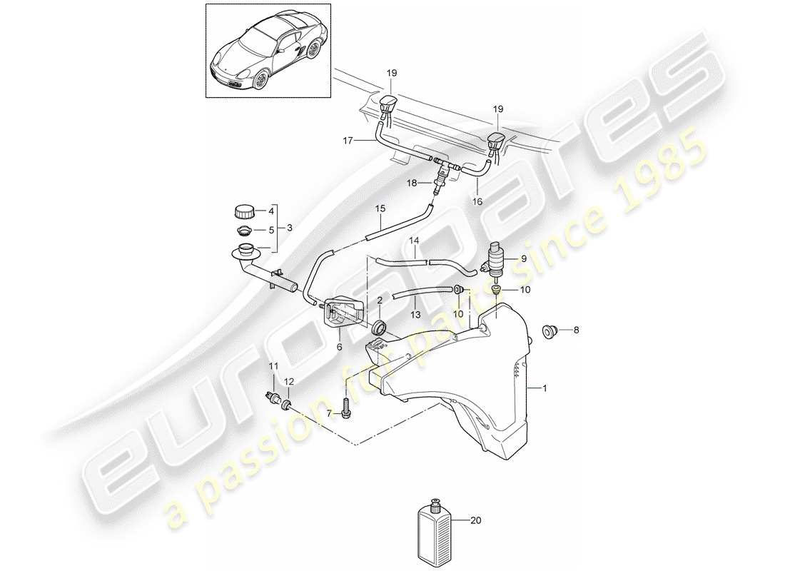 un diagramma delle parti dal catalogo delle parti porsche 2012 (987 cayman)
