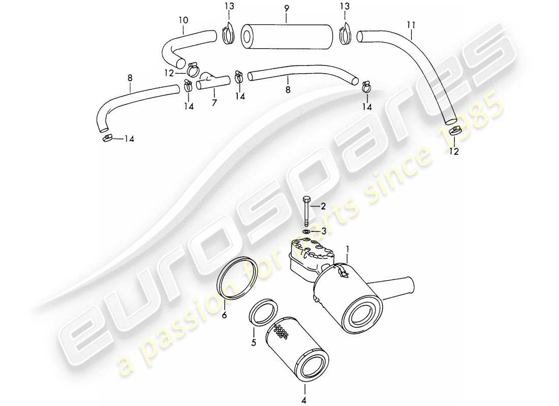 un diagramma delle parti dal catalogo delle parti porsche 1968 (911/912)