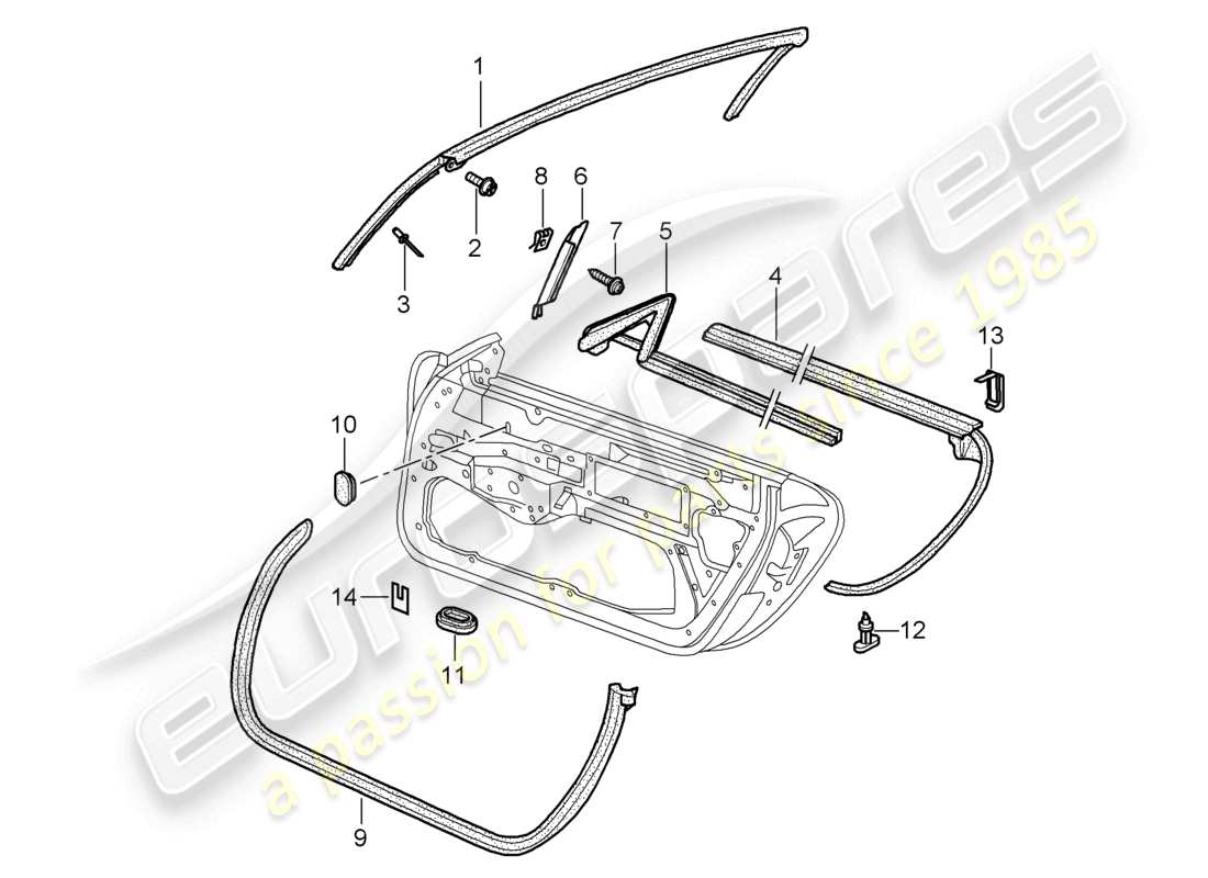 un diagramma delle parti dal catalogo delle parti porsche 1999 (986 boxster)