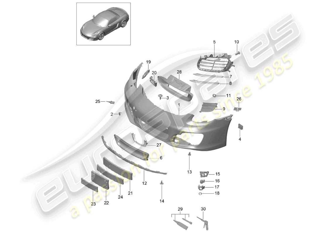 un diagramma delle parti dal catalogo delle parti porsche 2015 (981 boxster)