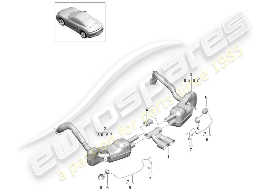 un diagramma delle parti dal catalogo delle parti porsche 2015 (981 cayman)