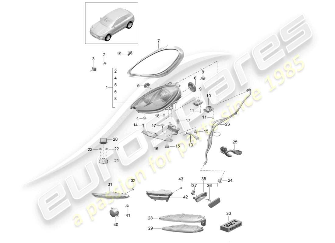 un diagramma delle parti dal catalogo delle parti porsche 2014 (macan)