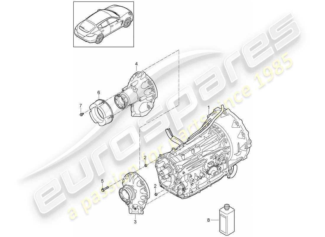 un diagramma delle parti dal catalogo delle parti porsche 2010 (panamera 970)