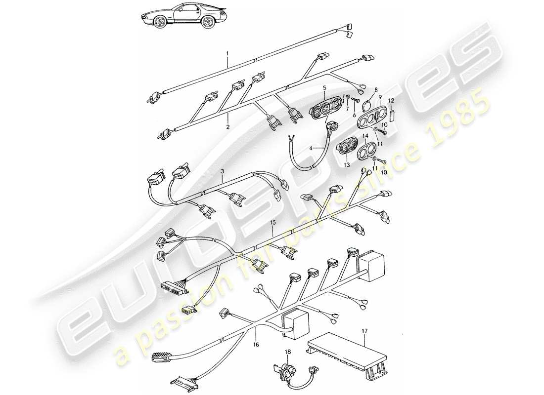 un diagramma delle parti dal catalogo delle parti porsche 1992 (seats for 944/968/911/928)